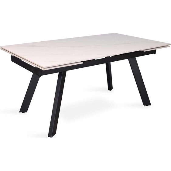 Table de salle à manger extensible Hertha | 160/240 x 90 x 76 cm | Blanc/Pierre