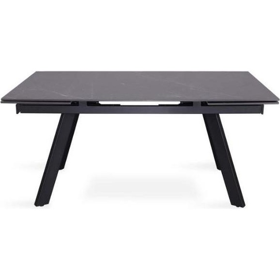 Table de salle à manger extensible Hertha | 160/240 x 90 x 76 cm | Noir/Pierre