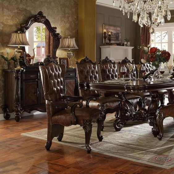 Table de salle à manger groupe salle à manger salon bois baroque rococo tables marron 300cm