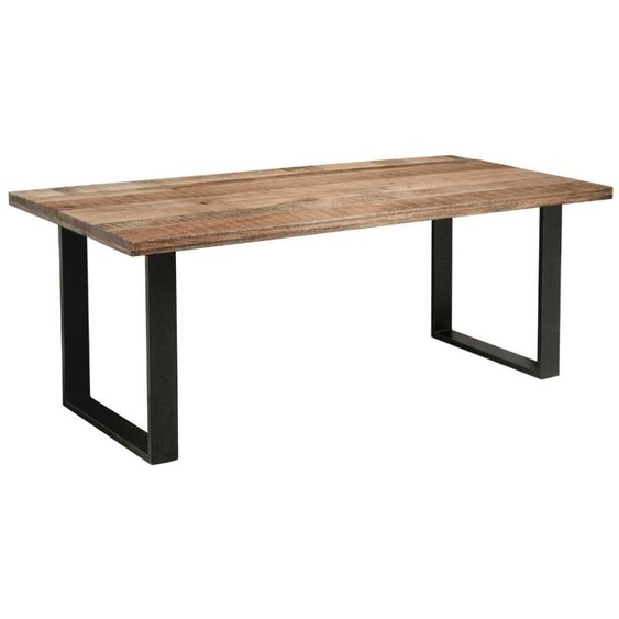 Table de salle à manger LODEN 200 cm – Plateau en bois massif de manguier et pieds en métal noir