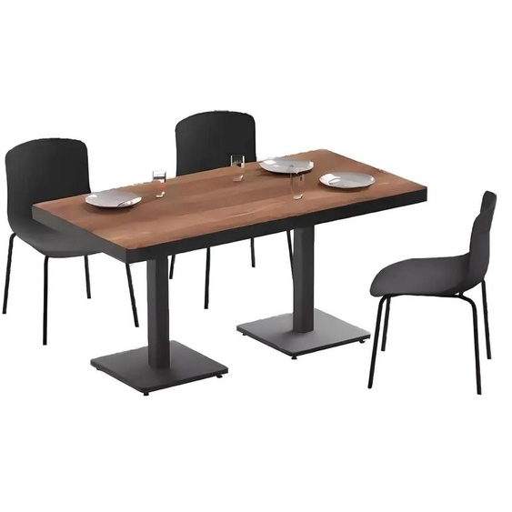 Table de salle à manger moderne Meubles en bois massif Meubles de salle à manger Marron Meubles en acier inoxydable