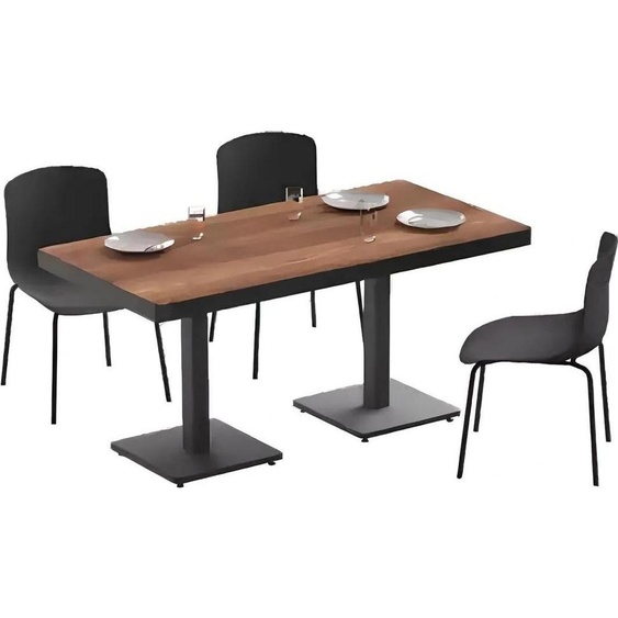 Table de salle à manger moderne Meubles en bois massif Meubles de salle à manger Marron Meubles en acier inoxydable