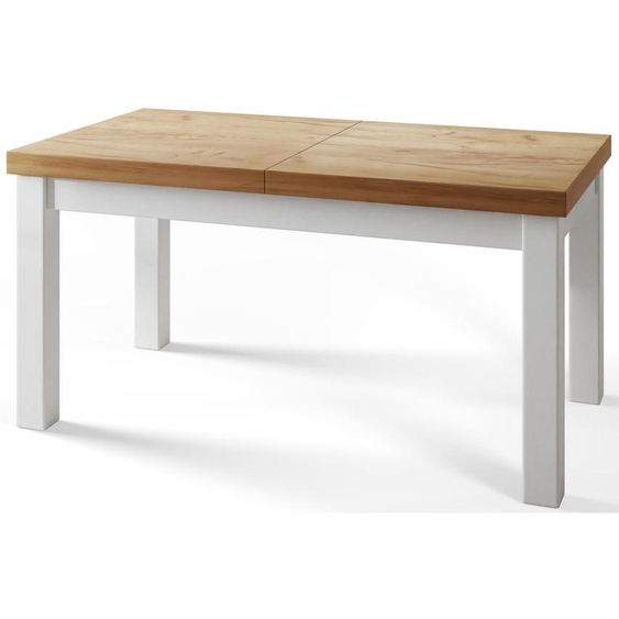 Table de salle à manger rectangulaire classique, table extensible, dimensions : 170-250 x 90 x 78 cm, table de salon, couleur : Craft, avec pieds en bois de couleur blanche