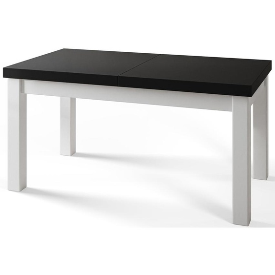 Table de salle à manger rectangulaire classique, table extensible, dimensions : 170-250 x 90 x 78 cm, table de salon, couleur : noir, avec pieds en bois de couleur blanche