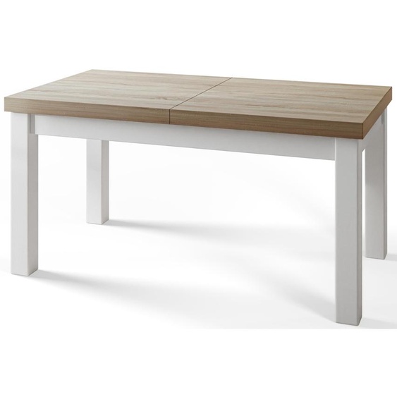 Table de salle à manger rectangulaire classique, table extensible, dimensions : 170-250 x 90 x 78 cm, table de salon, couleur : Sonoma, avec pieds en bois de couleur blanche