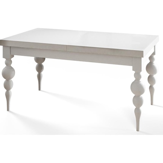 Lena Table de salle à manger, rectangulaire, extensible, dimensions : 140-180 x 80 x 78,5 cm, table de salon, couleur : blanc, avec pieds de table de couleur blanche