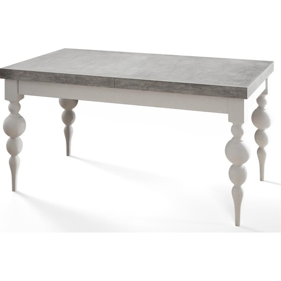 Table de salle à manger rectangulaire Lena, table extensible, dimensions : 170-250 x 90 x 78,5 cm, table de salon, couleur : gris, avec pieds de couleur blanche