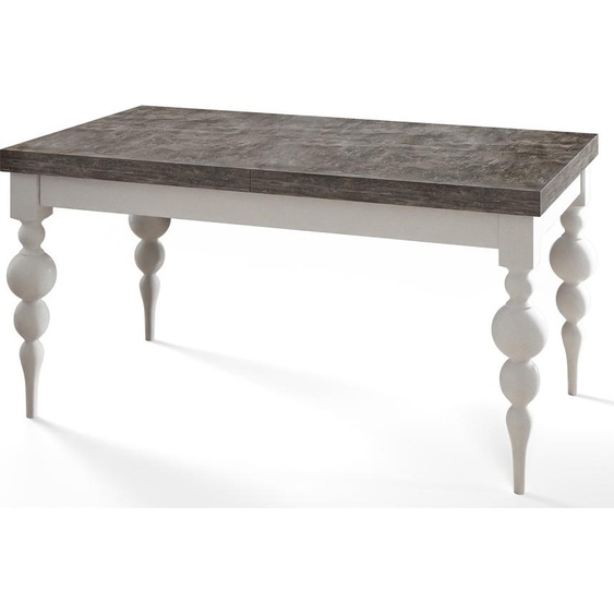Table de salle à manger rectangulaire Lena, table extensible, dimensions : 170-250 x 90 x 78,5 cm, table de salon, couleur : gris foncé, avec pieds de couleur blanche