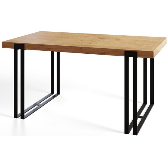 Table de salle à manger rectangulaire ROSA, dimensions : 160 x 90 x 77 cm, table de salon, couleur : Lancelot, avec pieds en métal de couleur noire