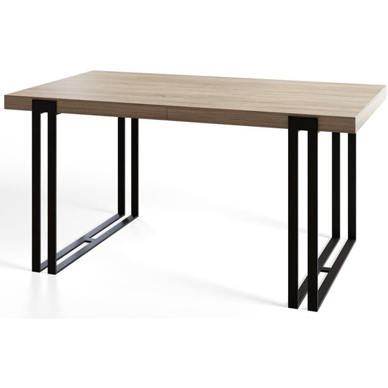 Table de salle à manger rectangulaire ROSA - Table extensible - Dimensions : 180-280 x 90 x 77 cm - Couleur : Sonoma - Avec pieds en métal de couleur noire