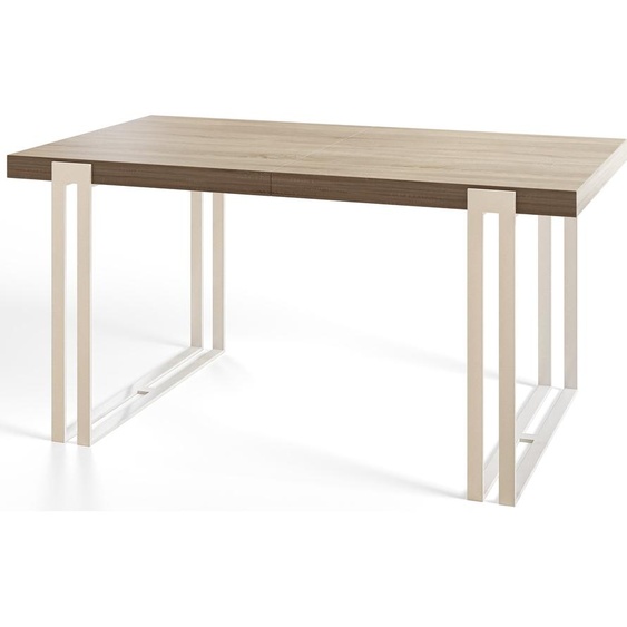 Table de salle à manger rectangulaire ROSA - Table extensible - Dimensions : 180-280 x 90 x 77 cm - Couleur : Sonoma - Avec pieds en métal de couleur blanche