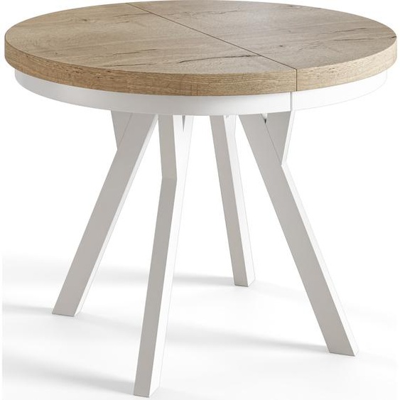 Table de salle à Manger Ronde, EVO, Table à Manger Extensible, Diamètre 120 cm - 220 cm, Halifax