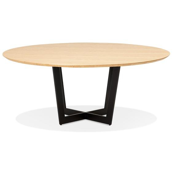 Table de salle à manger ronde LULU en bois finition naturelle et métal noir - Ø140 cm