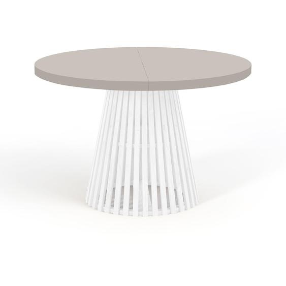 Table de salle à manger ronde pliante, DOVER - Industrial/Loft Still avec pieds à lattes, diamètre : 90/190 cm, couleur : cachemire / blanc