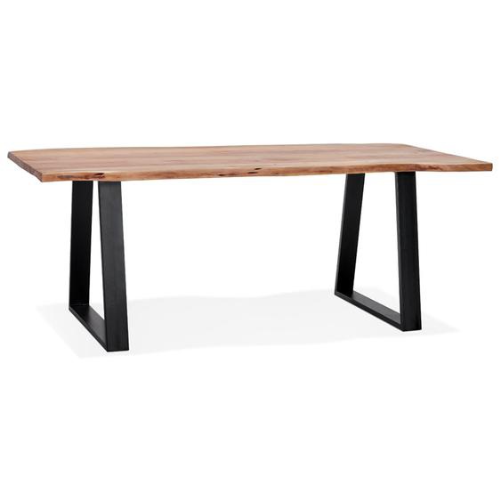 Table de salle à manger style industriel RAFA en bois massif et métal - 200x95 cm
