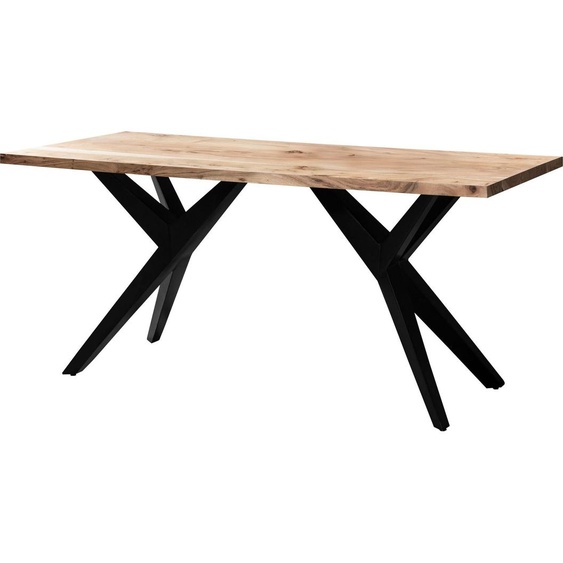 Table de salle à manger WOHNLING 120x60x76 cm acacia massif métal table de salle à manger style loft table de cuisine avec pieds en métal table en bois industrielle petite table de salle à manger