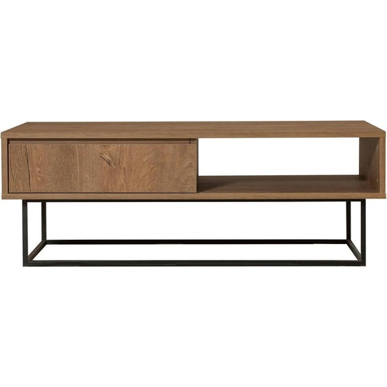 Table de salon Dbellod, table basse de salon, étagère à café, table basse pour canapé, 120x60h43 cm, noyer et noir