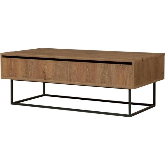 Table de salon Dboc, table basse de salon, étagère à café, table basse pour canapé, 120x60h43 cm, noyer et noir