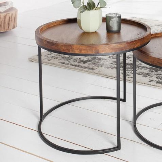Table de salon gigogne ronde bois - Tobie