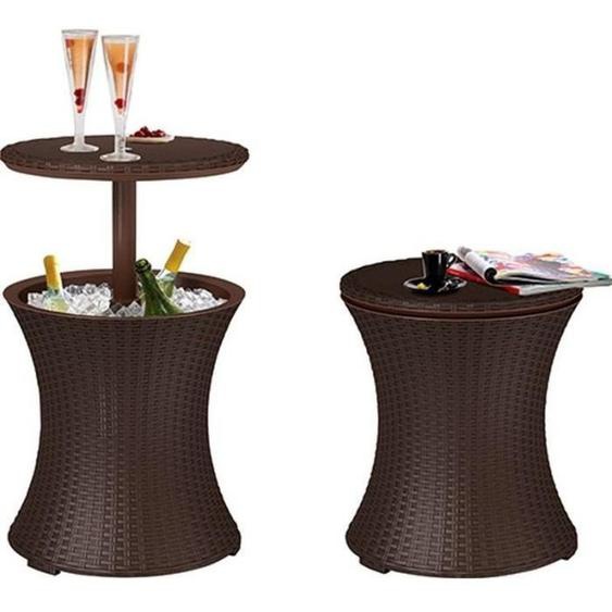 Table de salon - Keter - CoolBar - Aspect rotin - Marron - 495 x 495 x 57 cm