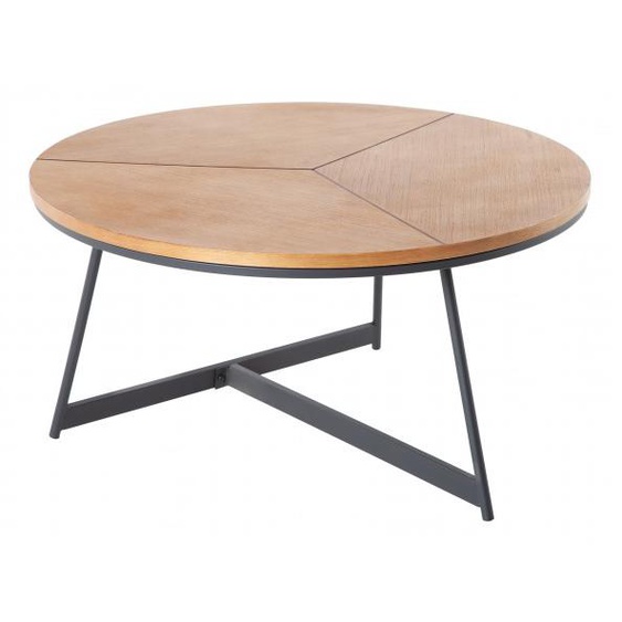 Table de salon ronde bois de chêne et métal - Devon