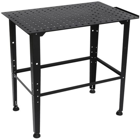 Table de soudage - Acier au carbone - Supports réglables - Grande surface de travail - Tablette de rangement - Capacité de charge de 600 kg - Noir