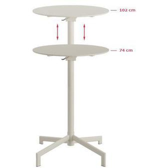 Table de Terrasse Mange-Debout - VEBA - Versa - Beige - Acier revêtu - Hauteur réglable