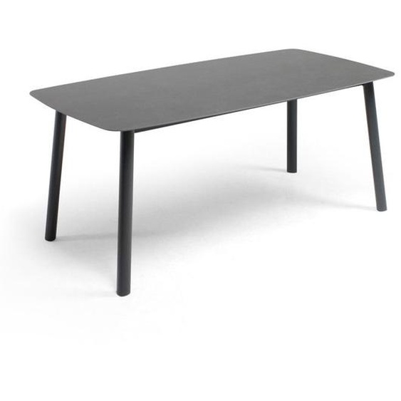 Table de terrasse rectangulaire en aluminium et pierre frittée gris