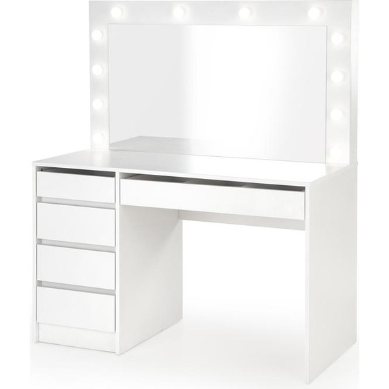 Table de toilette Hollywood XL élégante avec miroir et tiroirs