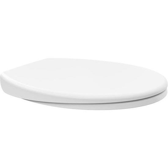 Table de toilette universelle en thermodurcissable avec fermeture en douceur et traitement antibactérien, forme ovale, blanche