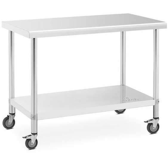 Table de travail - ROYAL CATERING - 60 x 120 cm - Inox - 158 kg - Roulettes
