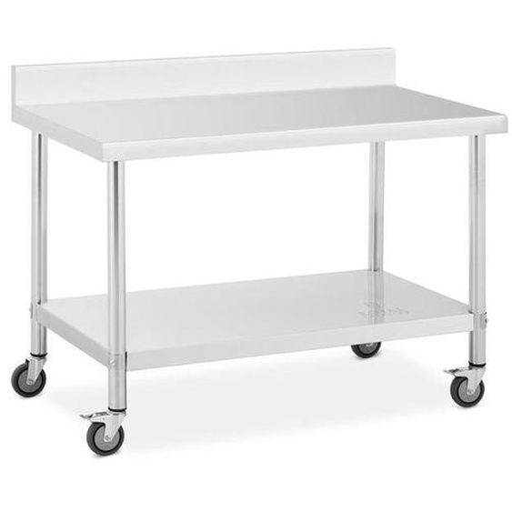 Table de travail à roulettes - ROYAL CATERING - RCAT-120/70-WS - Inox - 70 x 120 cm - Capacité 158 kg