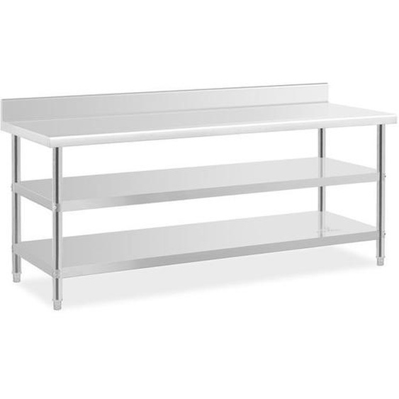Table de travail - ROYAL CATERING - RCAT-200/70-SPS3SH - Inox - 200x70 cm - 2 tablettes