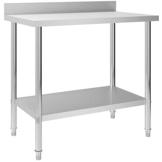 Table de travail de cuisine avec dosseret 100 x 60 x 93 cm acier inoxydable