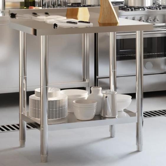 Table de travail de cuisine avec dosseret 82,5x55x93cm inox - V GEBY - Excellent - Haute Qualité