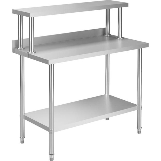 Table de travail de cuisine avec étagère 120x60x120 cm Inox