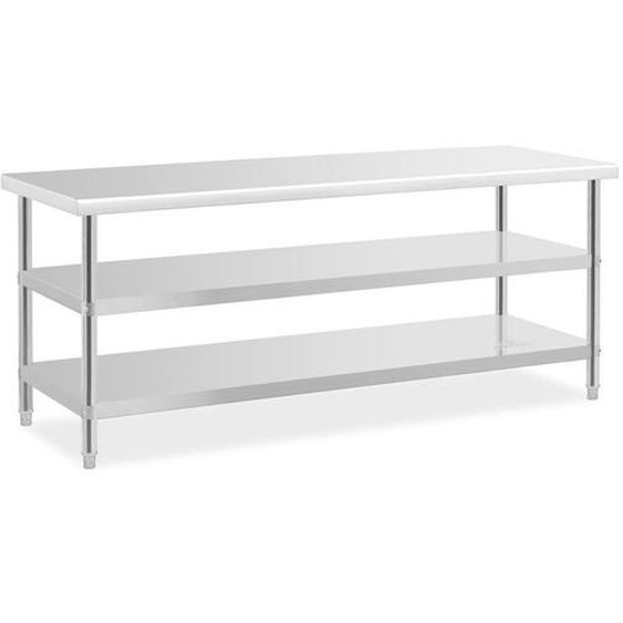 Table de travail inox 200 x 70 x 5 cm 231 kg 2 tablettes