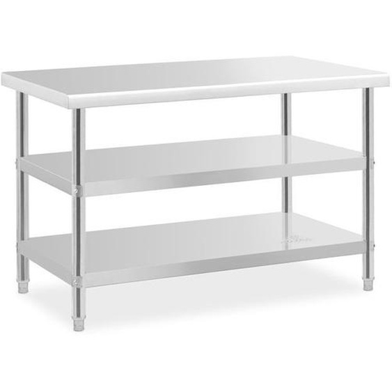 Table de travail inox - ROYAL CATERING - 120x70x5cm - 2 tablettes - Pieds réglables