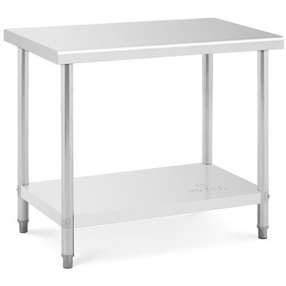 Table de travail inox Royal Catering RCAT-100/60-NW (100x60x85cm capacité de charge 90 kg pieds réglables inox)