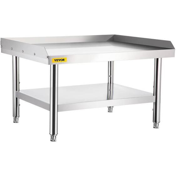 Table de Travail Inox-VEVOR-152x76x61 cm-Charge 550 kg-Table de Cuisine Inox Étagère Réglable-Restaurant Bar Garage Extérieur