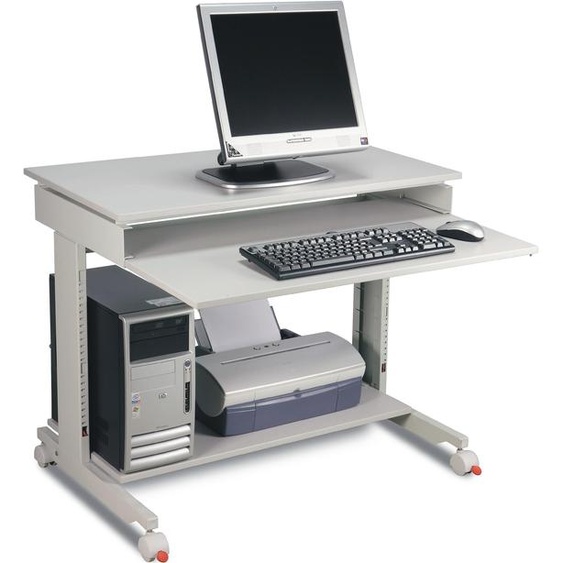 Table de travail PC H720-1100xL900xP500mm gris clair, RAL 7035 mobile