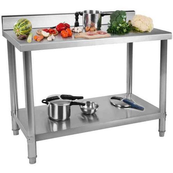 Table de travail Plan de travail avec rebord Royal Catering 120x60x96cm Capacité charge 110 kg Inox RCAT-120/60-S