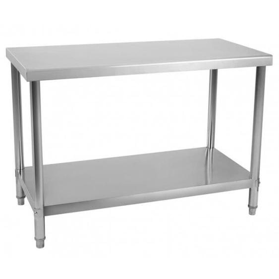 Table de travail professionnelle acier inox pieds ajustable 120 x 70 cm 3614083