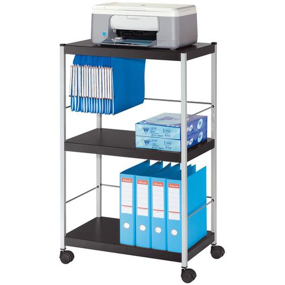 Table desserte mobile Polyvalente haute 3 plateaux en métal H. 100 x L. 60 cm – Noir / Aluminium