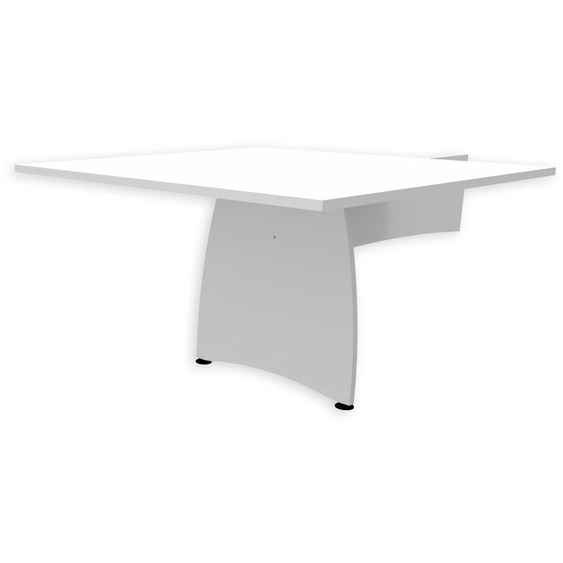 Table dextension carrée L.124,5 x P.120 cm mélaminé pieds pleins - Blanc -