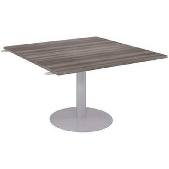 Table dExtension pied tulipe Aluminium 124,5 x 120 cm - plateau Cèdre