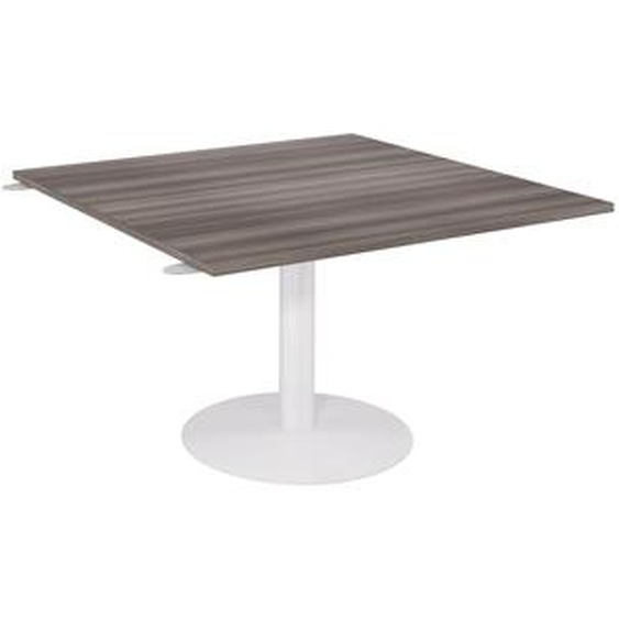 Table dExtension pied tulipe Blanc 124,5 x 120 cm - plateau Cèdre