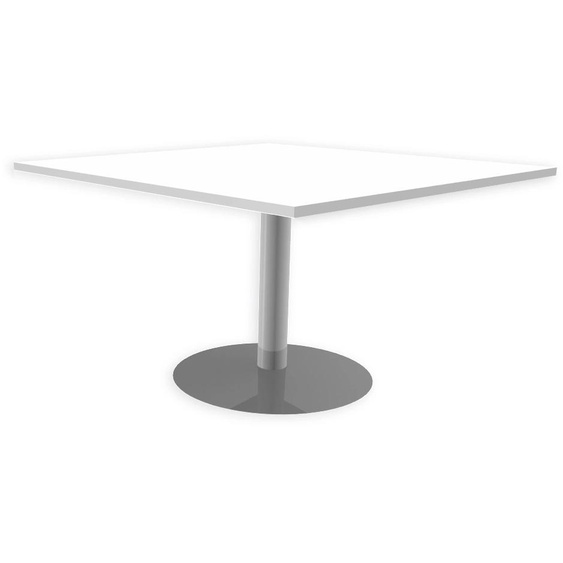 Table dextension piètement tulipe Aluminium - plateau Blanc -124,5 x 120 cm