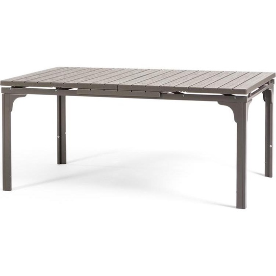 Table dextérieur extensible 180/240x90cm, structure acier, plateau effet bois, 10 personnes, pour jardin ou terrasse - THOMAS XL - Beige