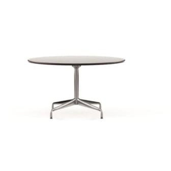 Table Dining Eames Segmented ronde Ø130 cm - HPL blanc, bord en plastique noir (utilisable à lextérieur) - chrome brillant